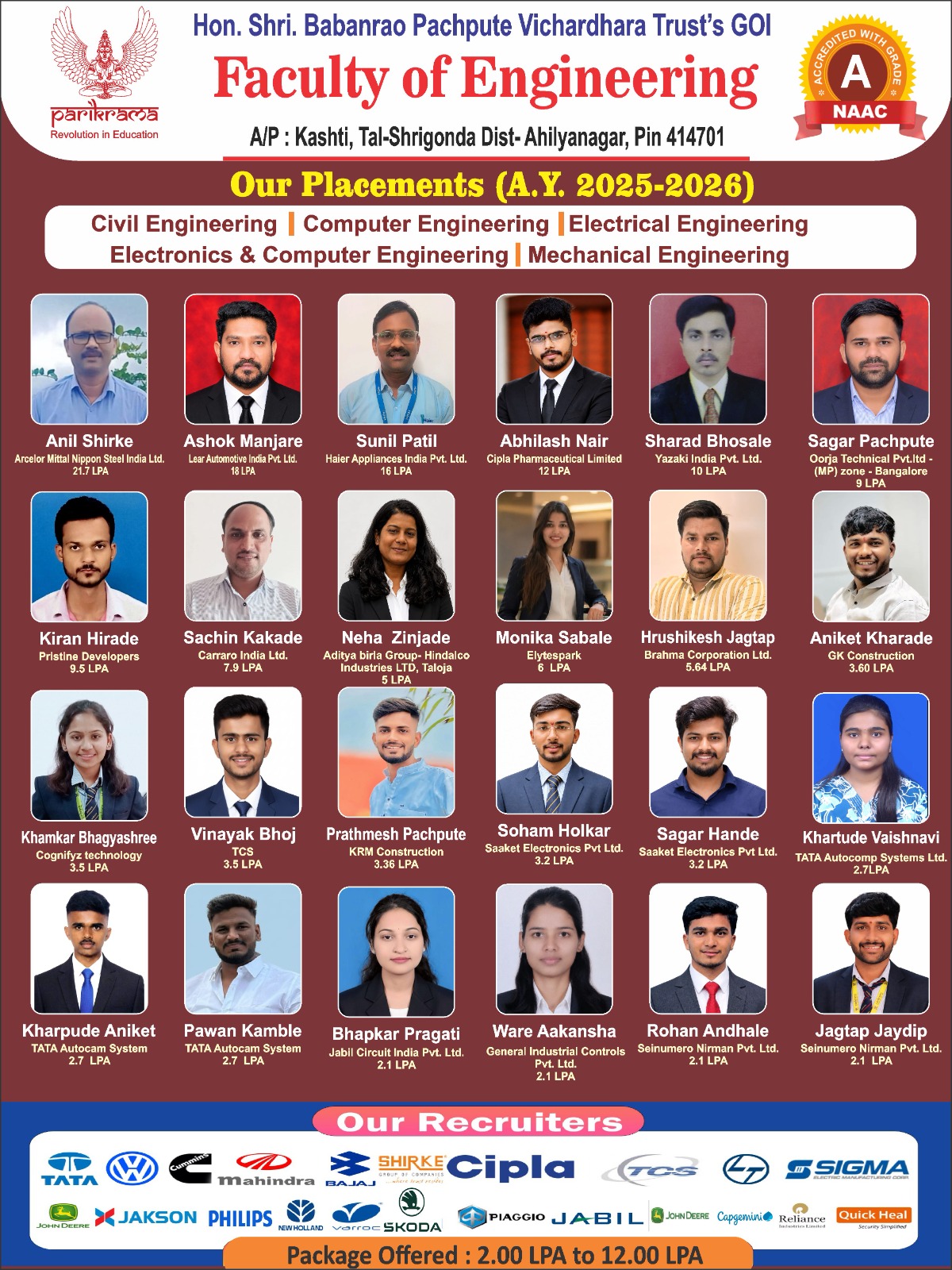 Our Placements 2025 - 2026