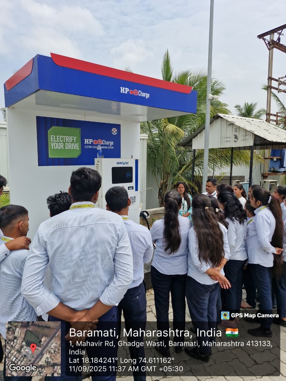 Industrial visit of electrical engineering student at electric vehicle charging station at Baramati